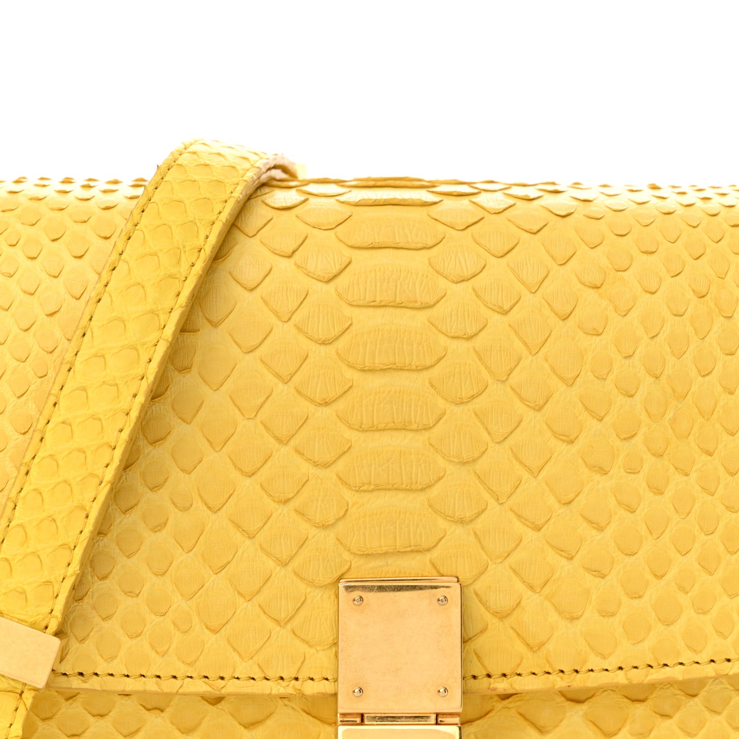 Snakeskin Small Classic Box Flap Bag Yellow