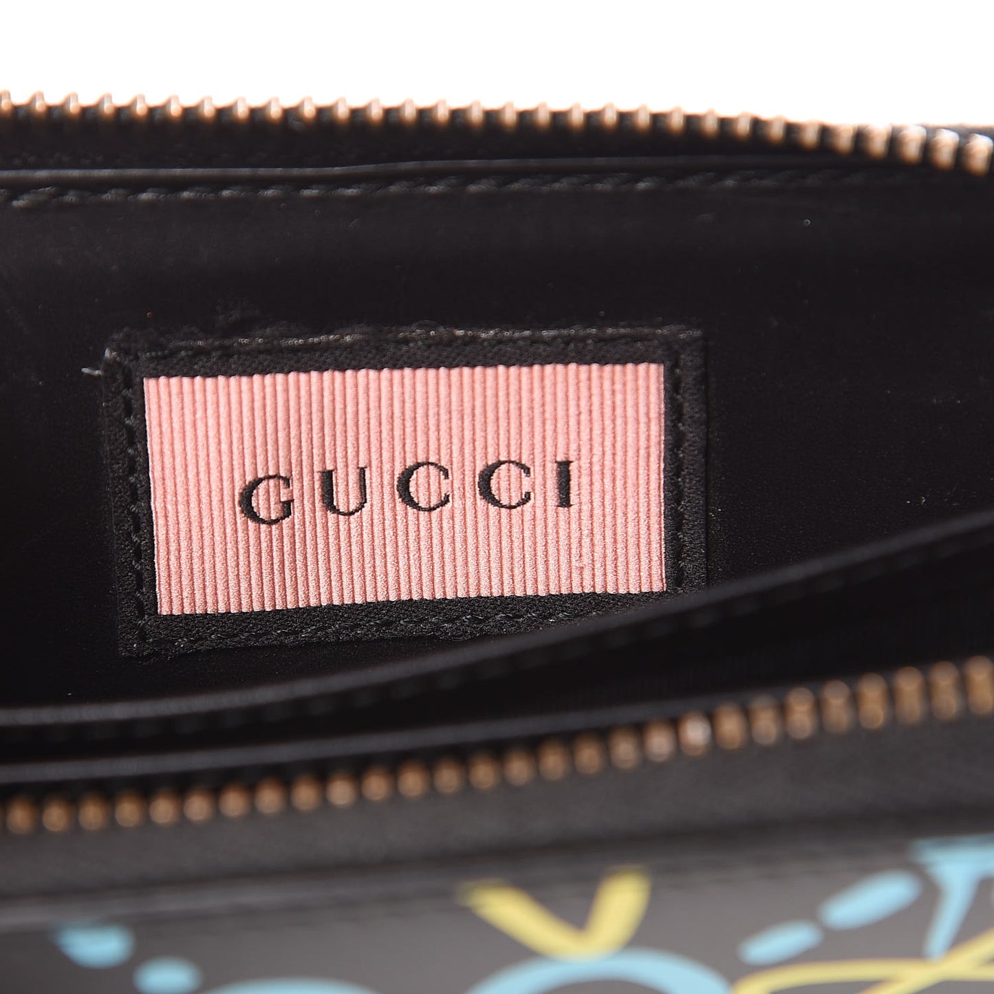 Calfskin GucciGhost Zip Around Card Case Black New Acquamarine