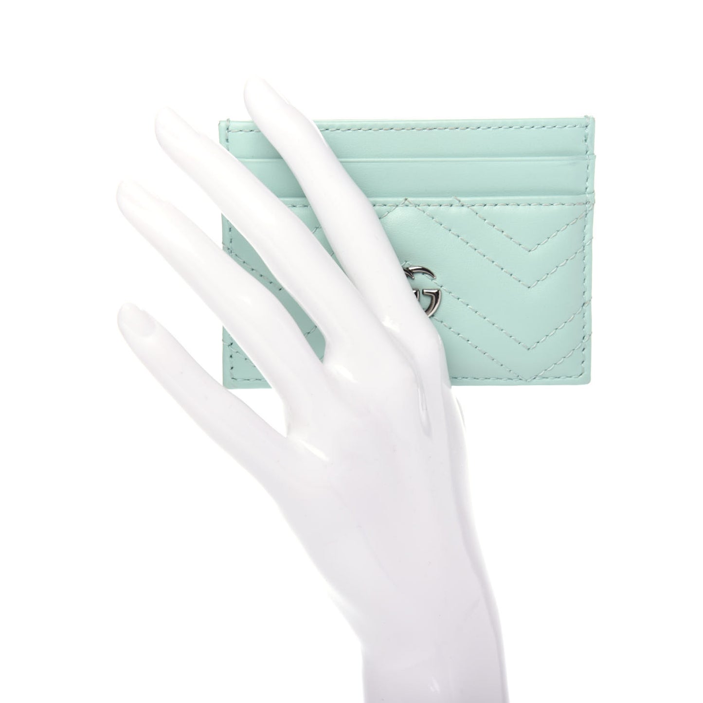 Calfskin Matelasse GG Marmont Card Holder Water Green