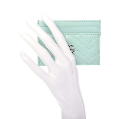 Gucci Calfskin Matelasse GG Marmont Card Holder Water Green 2 of 6