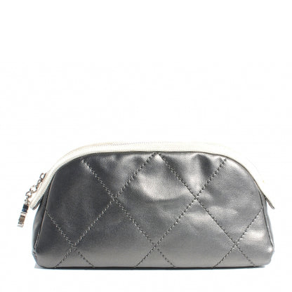 Chanel Coated Canvas Paris Biarritz Makeup Pouch Silver 1 of 7