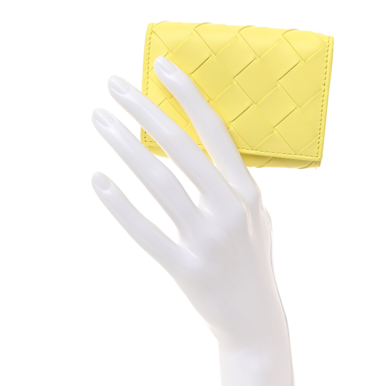 Bottega Veneta Nappa Intrecciato Tri-Fold Wallet Yellow 2 of 14