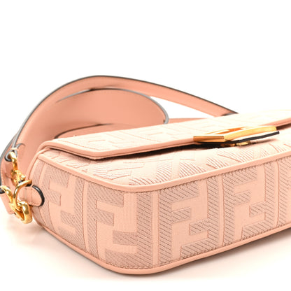 Fendi Canvas Vitello King Extra Strap FF Embroidered Baguette Baby Pink 8 of 9