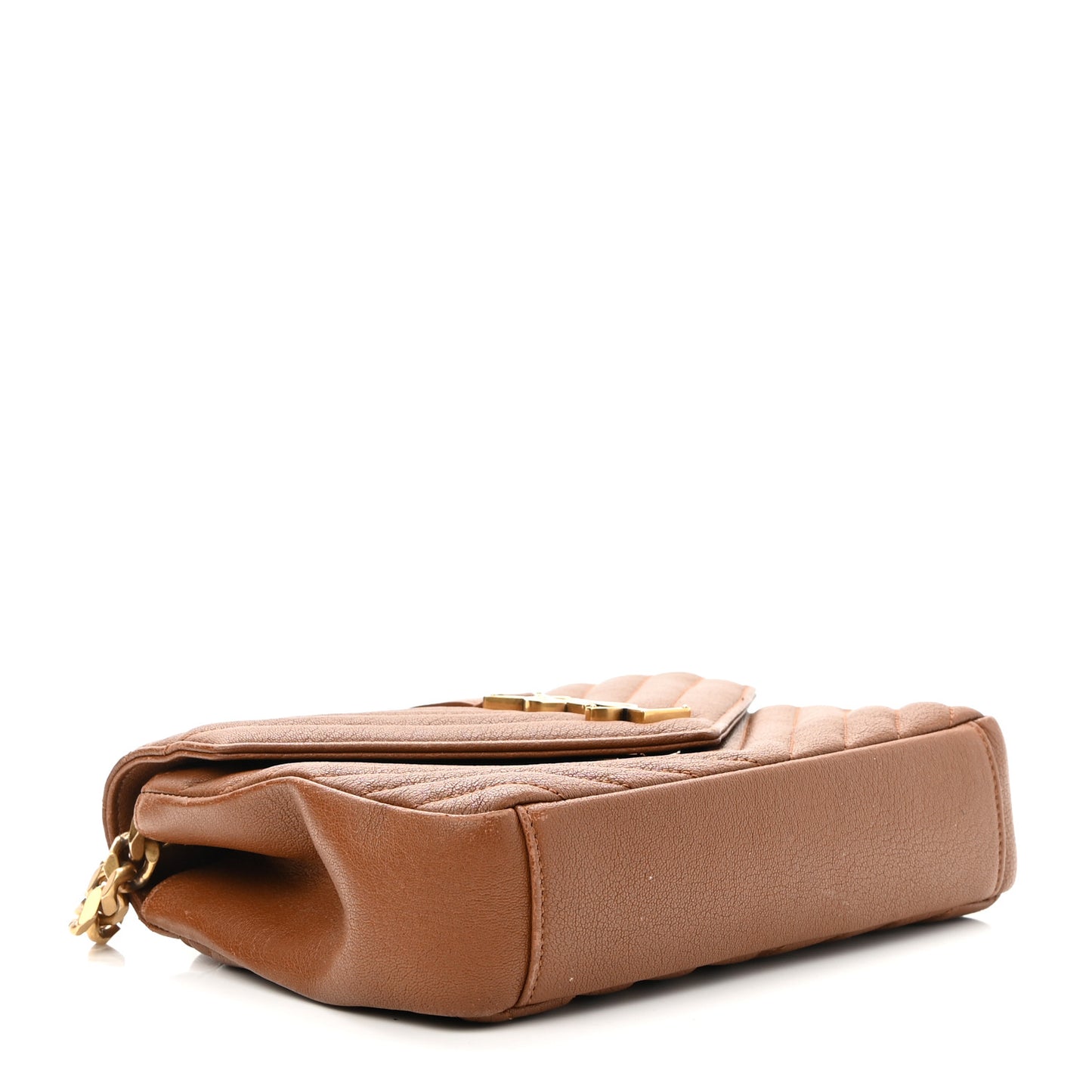Sheepskin Matelasse Chevron Monogram Medium College Bag Brick