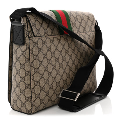 Gucci GG Supreme Monogram Web Flap Messenger Bag Black 3 of 10