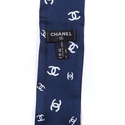 Chanel Silk CC Slim Bandeau Scarf Blue Ecru 3 of 3