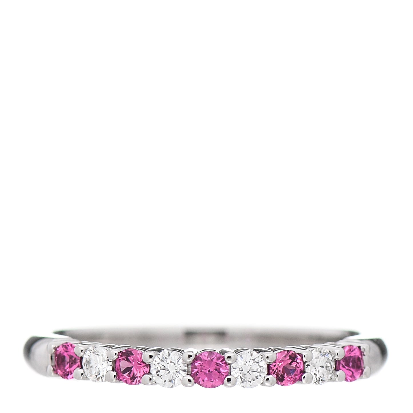 Platinum Diamond Pink Sapphire 2.2mm Embrace Half Circle Ring 54 7