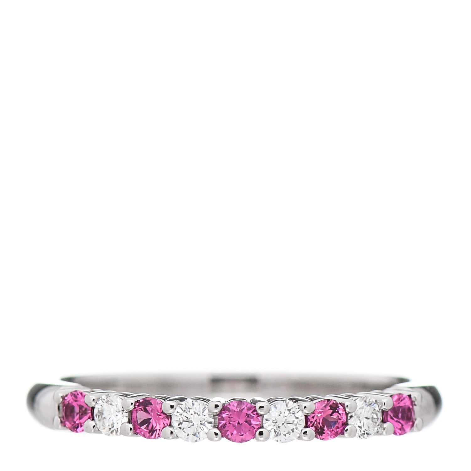 Tiffany Platinum Diamond Pink Sapphire 2.2mm Embrace Half Circle Ring 54 7 1 of 6