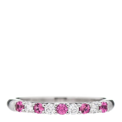 Tiffany Platinum Diamond Pink Sapphire 2.2mm Embrace Half Circle Ring 54 7 1 of 6