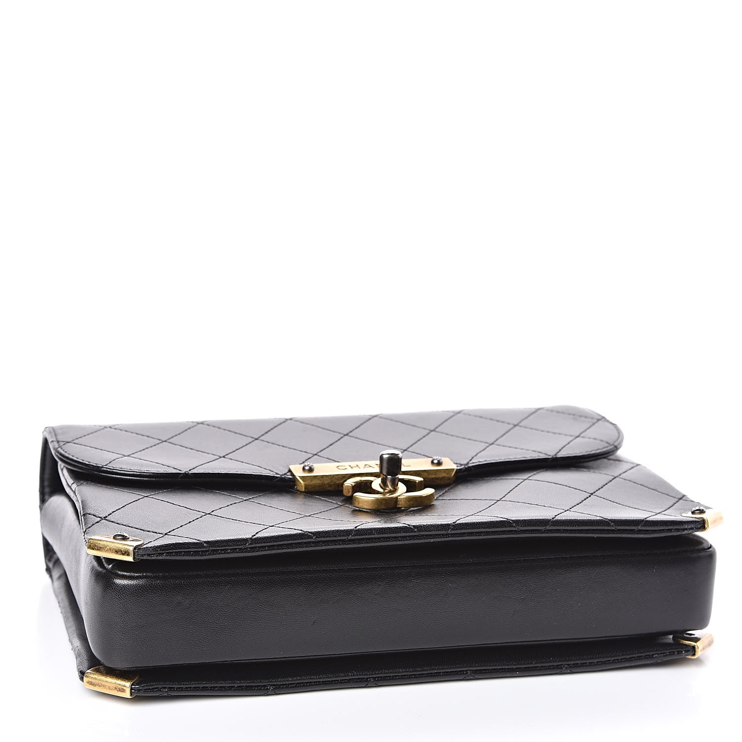 Chanel Shiny Lambskin Quilted Around The Corner Flap Black 4 of 10
