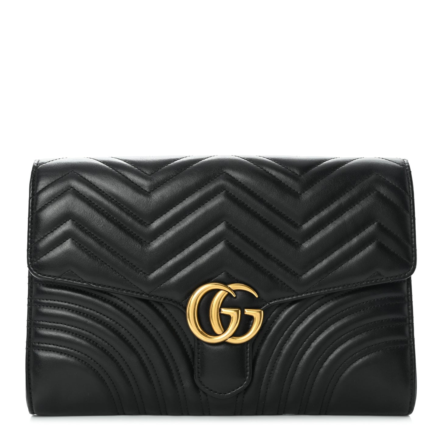 Calfskin Matelasse GG Marmont Clutch Black