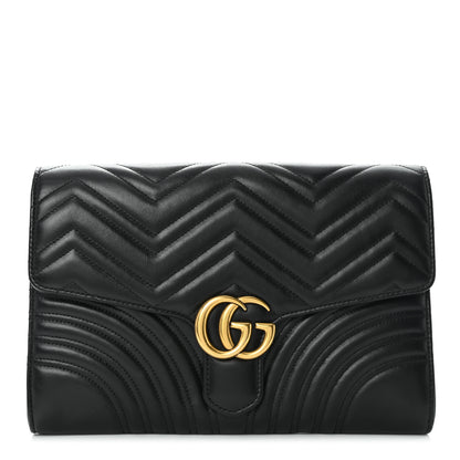 Gucci Calfskin Matelasse GG Marmont Clutch Black 1 of 10