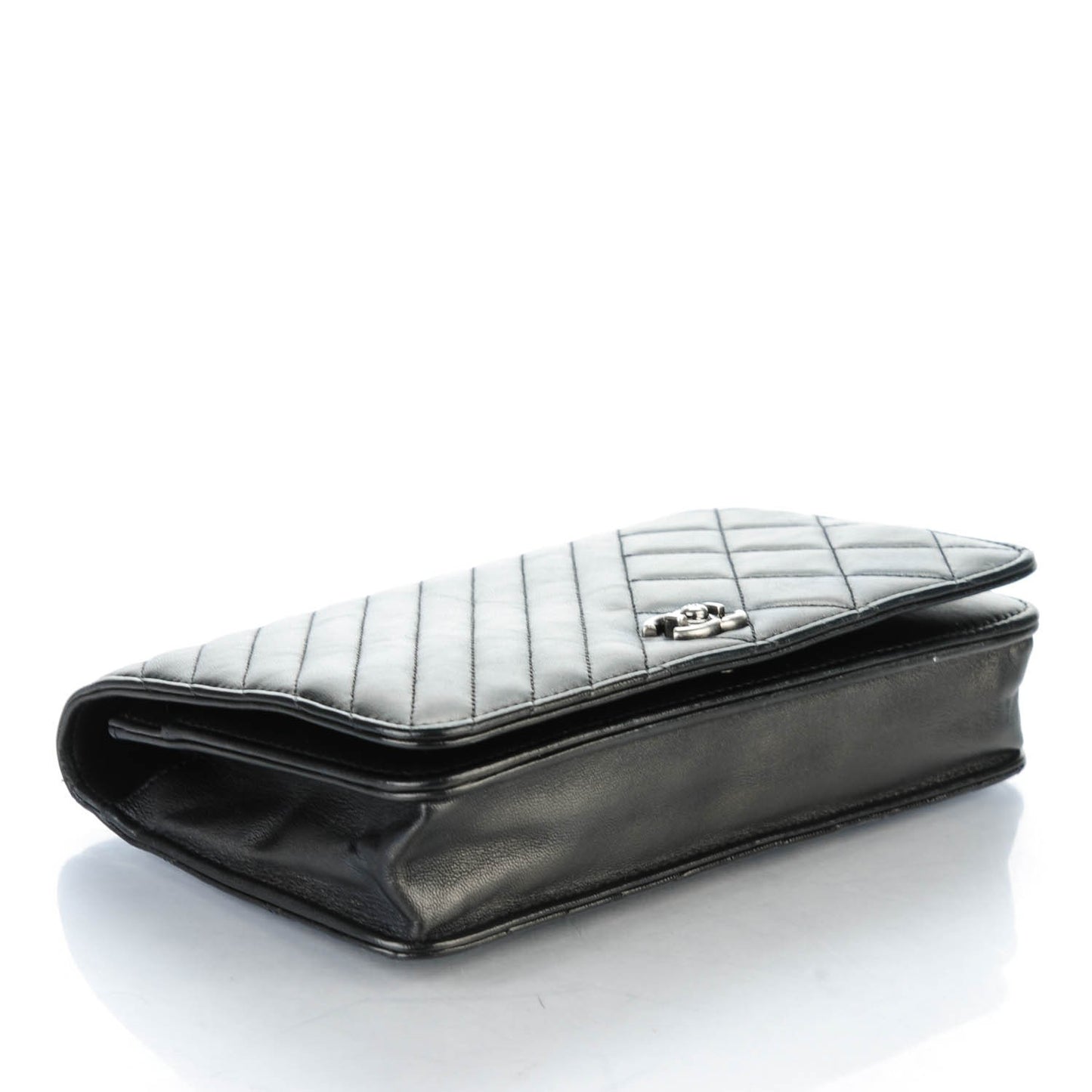 Lambskin Quilted Coco Boy Wallet On Chain WOC Black