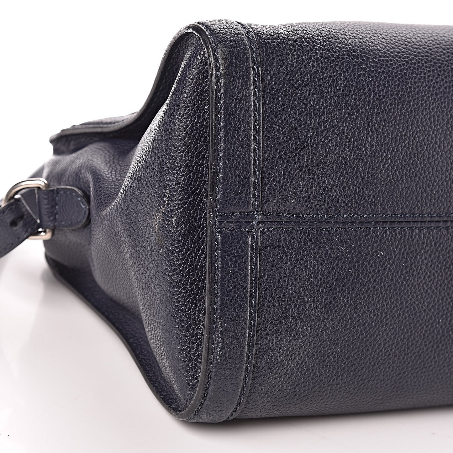 Pebbled Calfskin Small Skull Padlock Zip Around Tote Navy