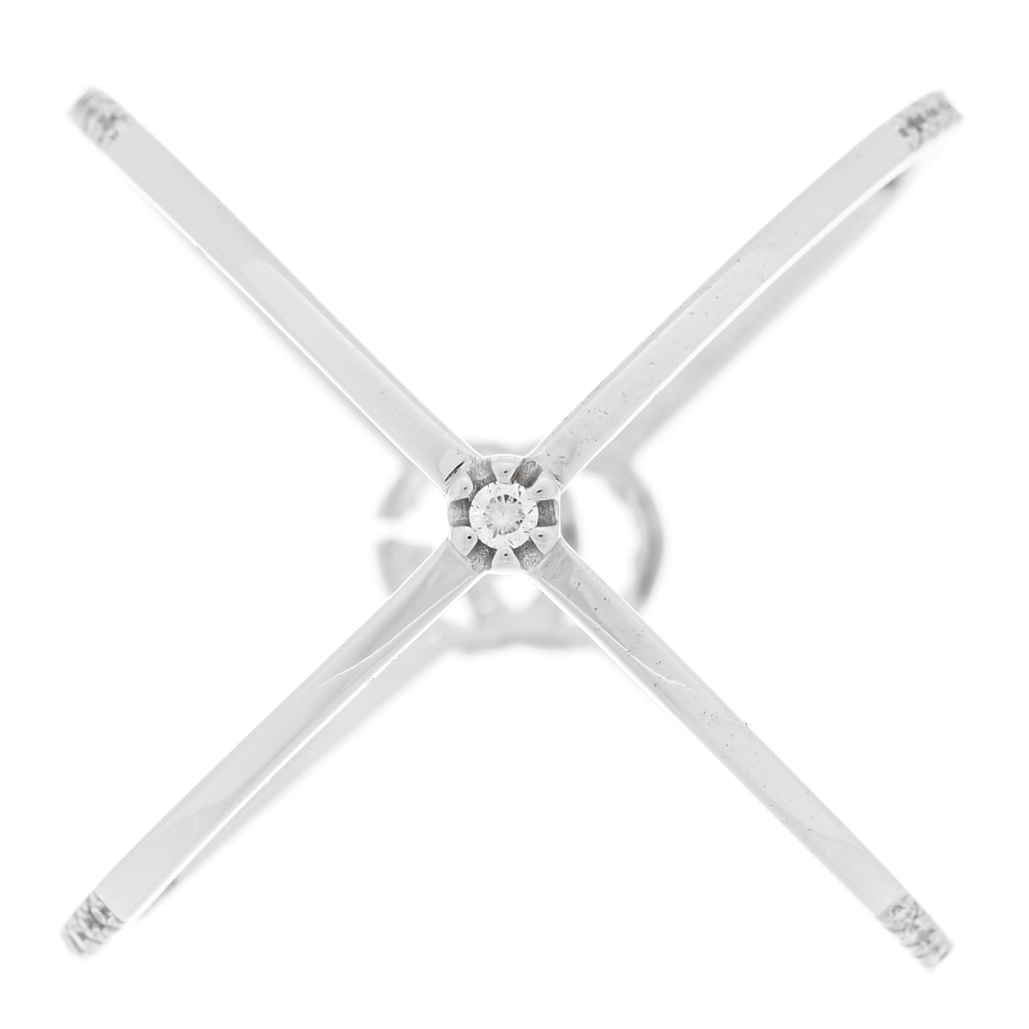 18K White Gold Diamond Running G Cross Ring 54 7