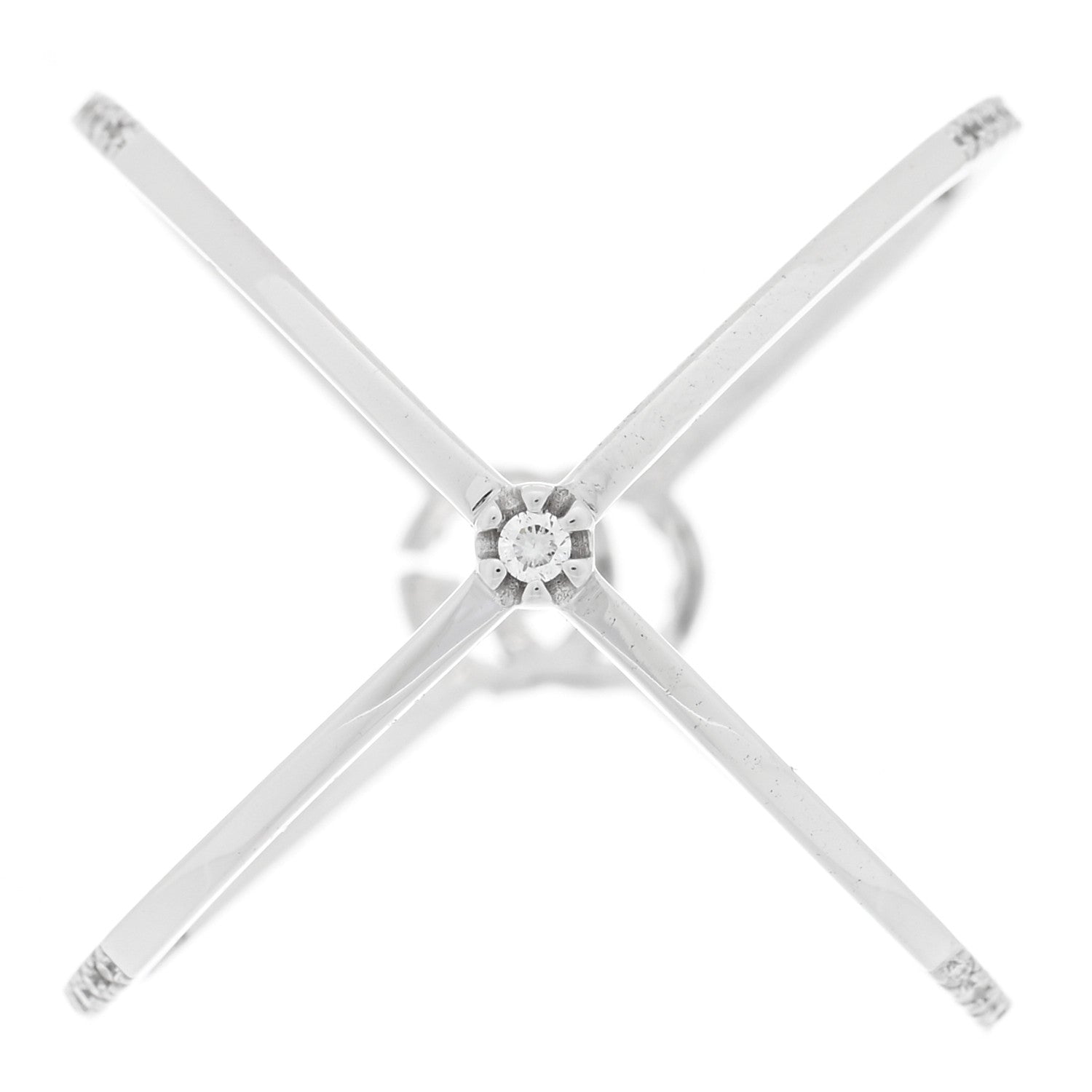 Gucci 18K White Gold Diamond Running G Cross Ring 54 7 3 of 5