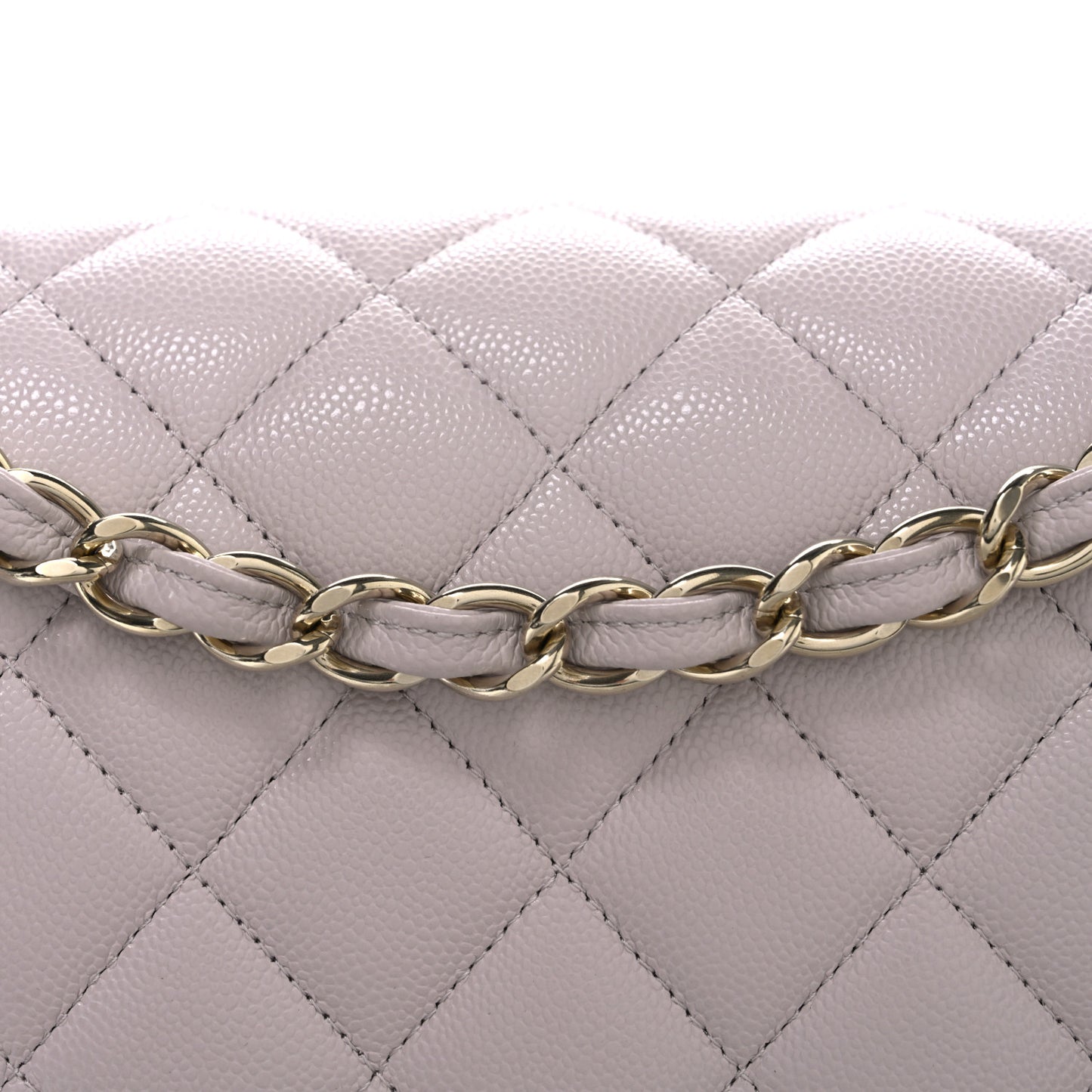 Caviar Quilted Jumbo Double Flap Light Purple