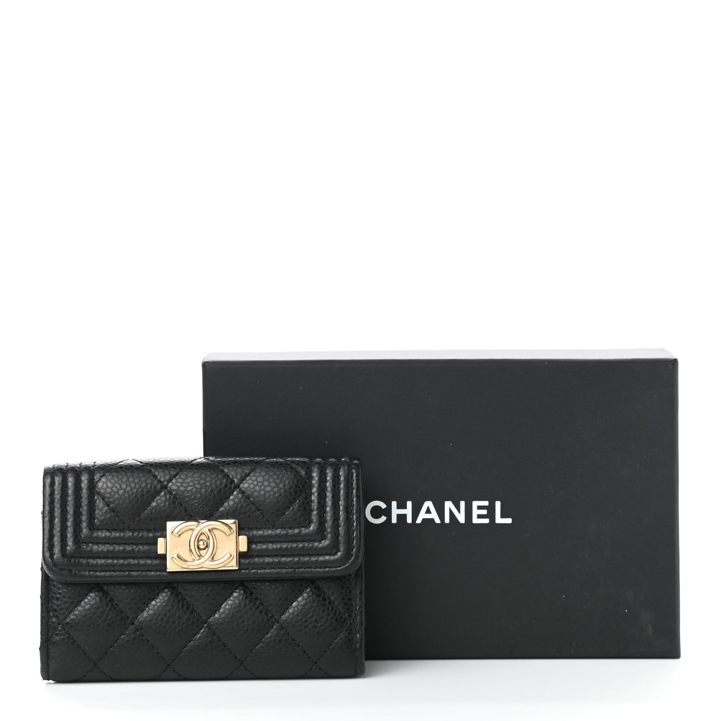 Caviar Quilted 4 Key Holder Boy Flap Black
