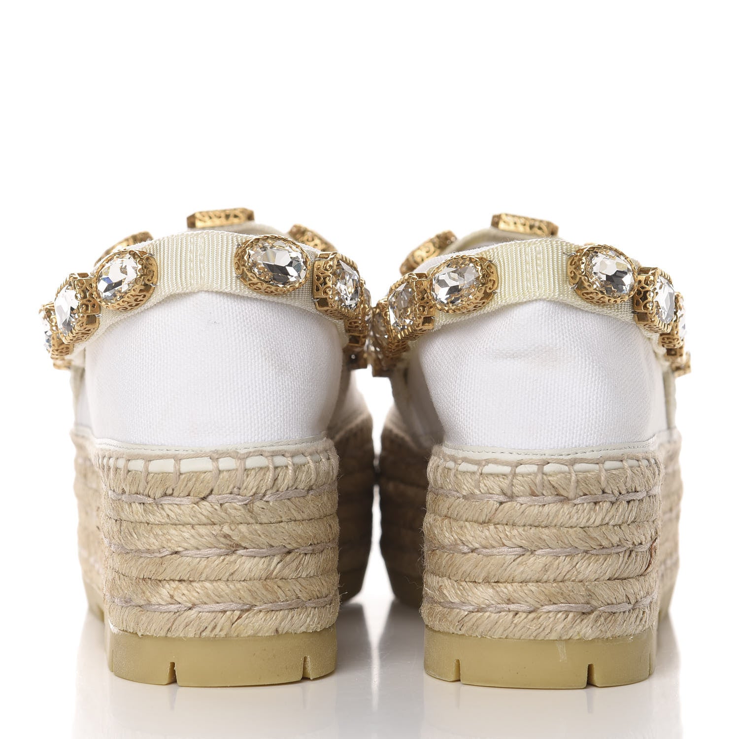 Gucci Canvas Crystal Embellished Platform Espadrilles 37 Great White 5 of 8