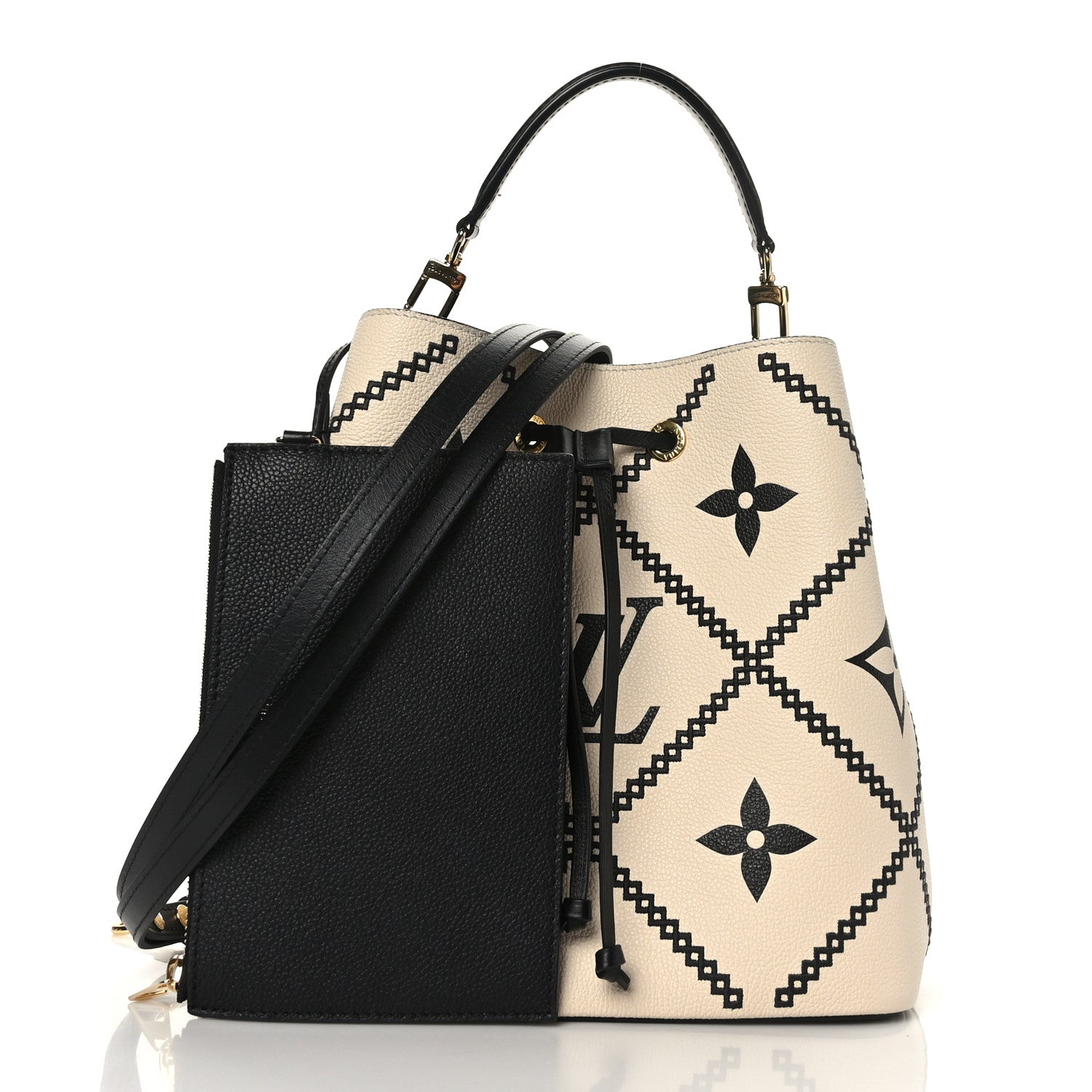 Louis Vuitton Empreinte Monogram Giant Broderies Neonoe MM Cream Black 3 of 13