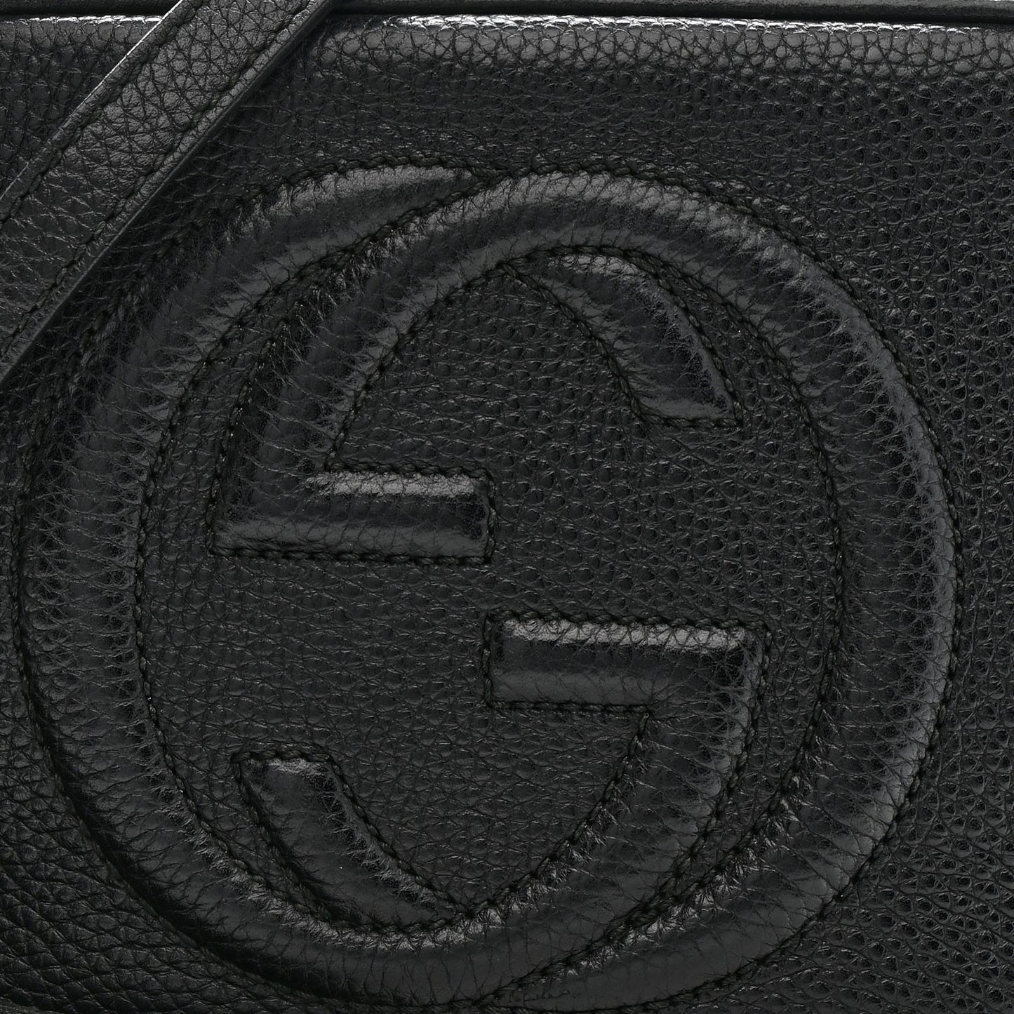 Pebbled Calfskin Small Soho Disco Bag Black
