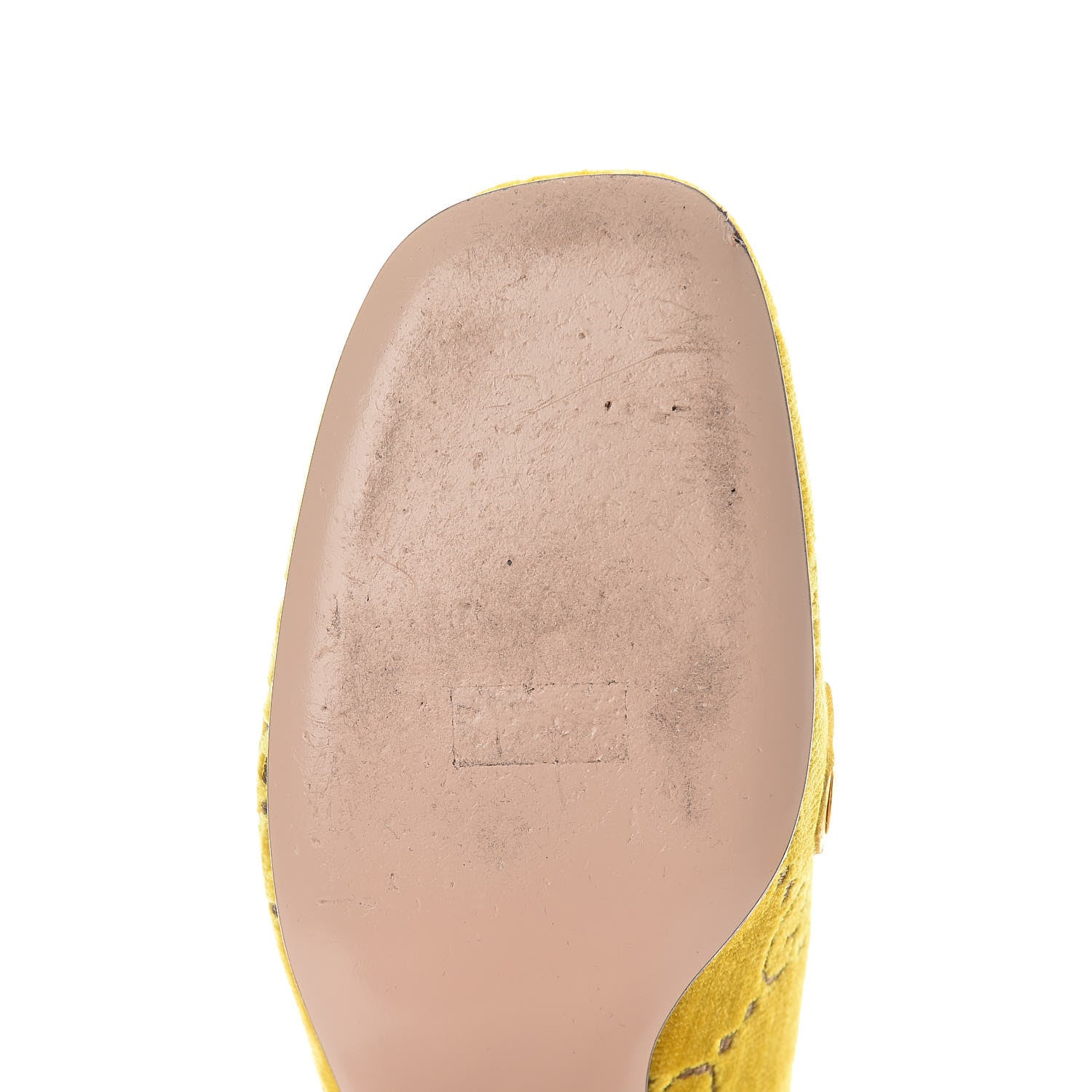 Gucci Velvet GG Monogram Sylvie Web Chain Mid Heel Loafers 37.5 Sunny Beige 10 of 11