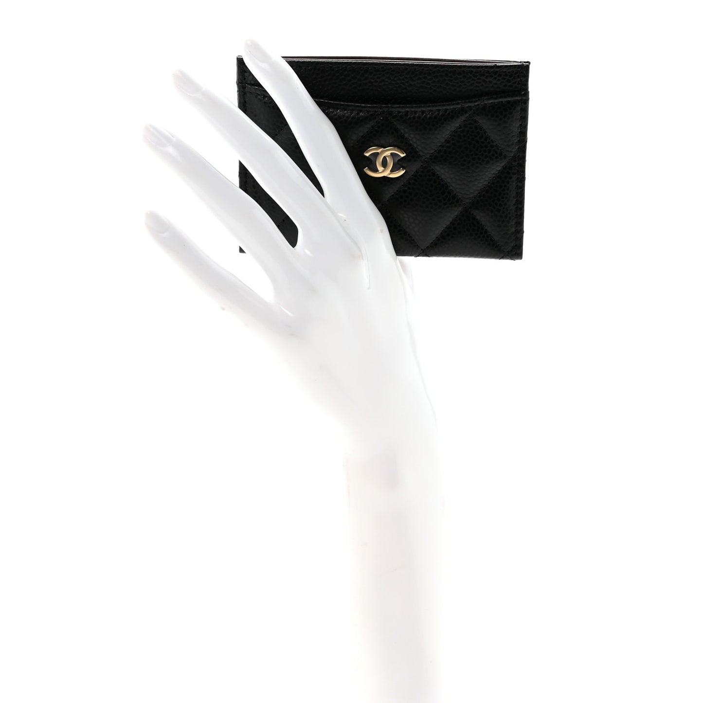 Caviar Quilted Card Holder Black