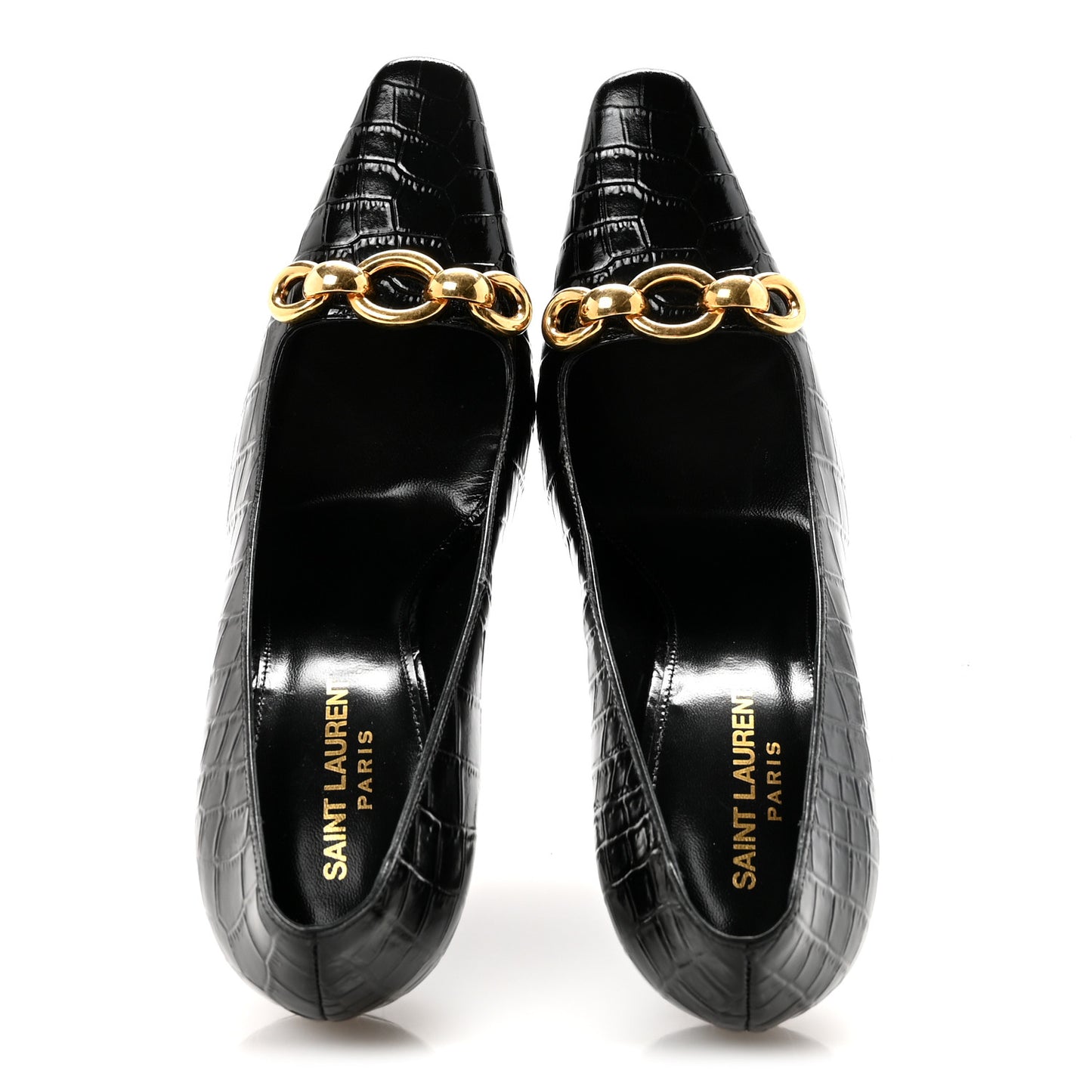 Calfskin Crocodile Embossed Silvana 110mm Pumps 39.5 Black