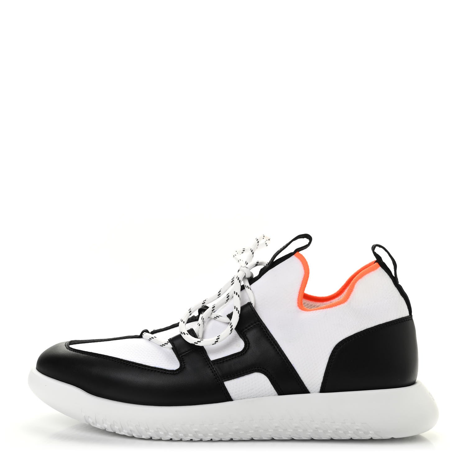 Hermes Technical Canvas Calfskin Mens Duel Sneakers 44 White Black 1 of 7