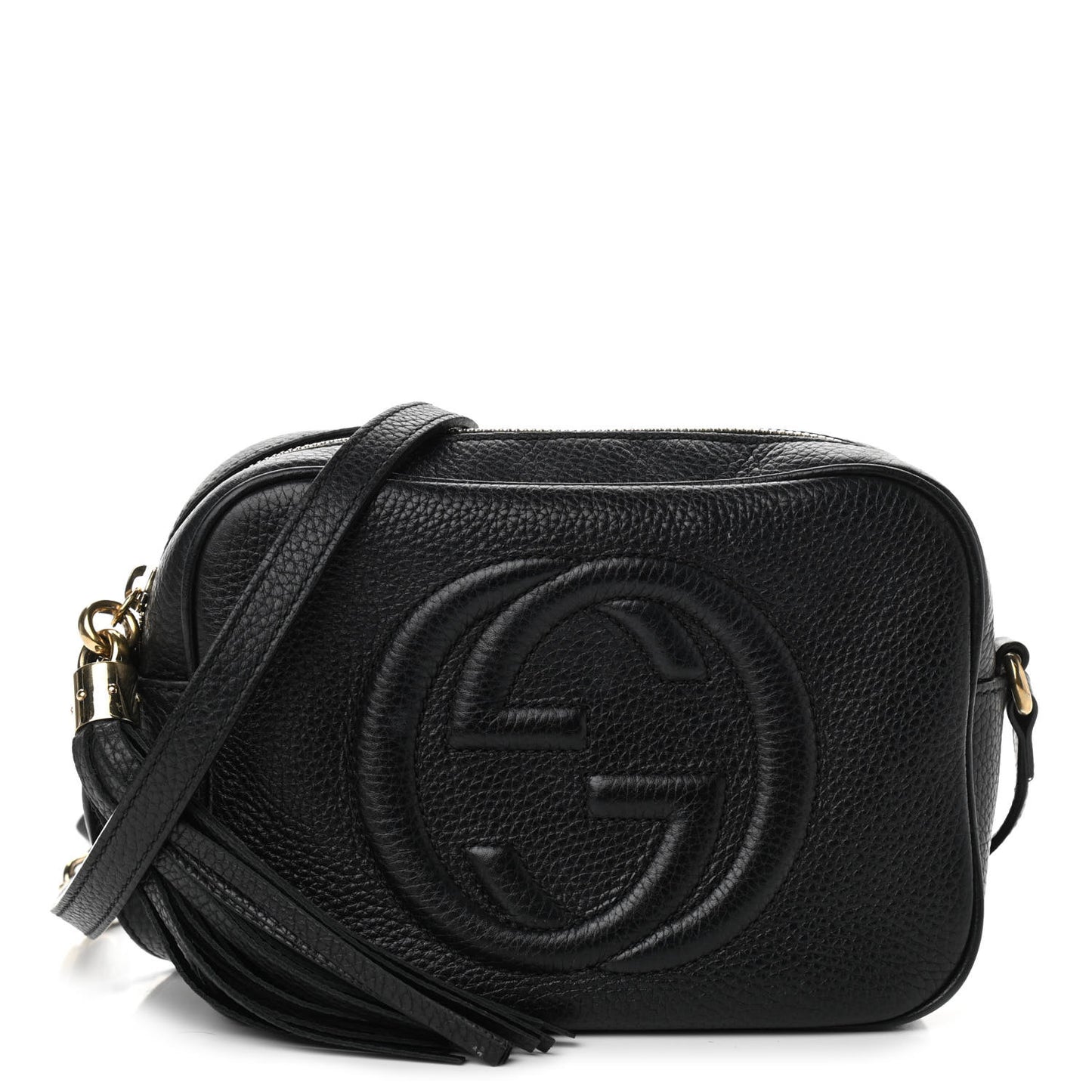 Pebbled Calfskin Small Soho Disco Bag Black