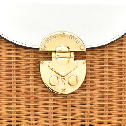 Miu Miu City Calfskin Wicker Midollino Bag White 8 of 13