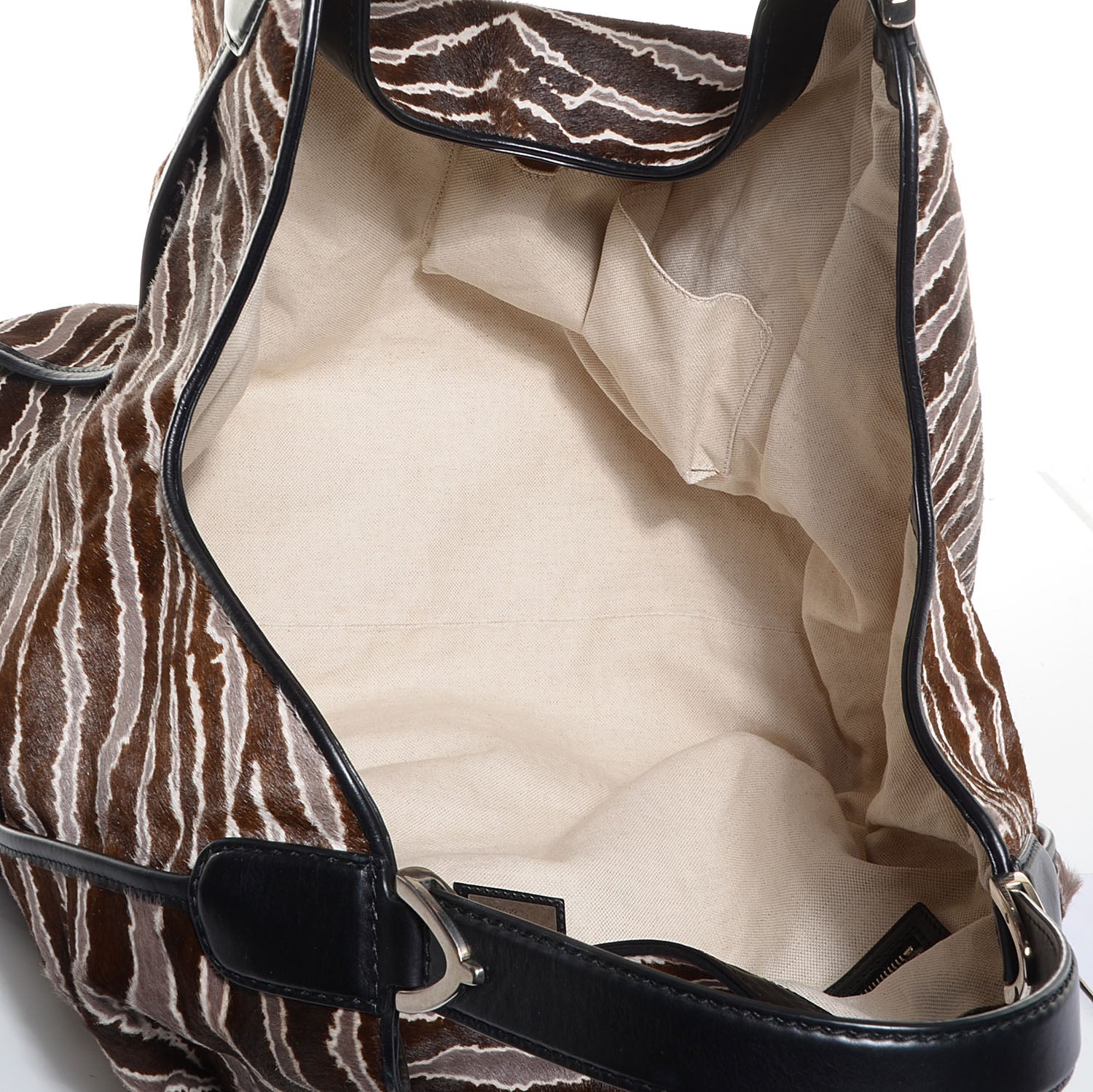 Gucci Calf Hair Zebra Print Large Soft Stirrup Shoulder Bag 5 of 7