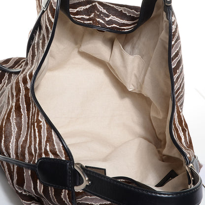 Gucci Calf Hair Zebra Print Large Soft Stirrup Shoulder Bag 5 of 7