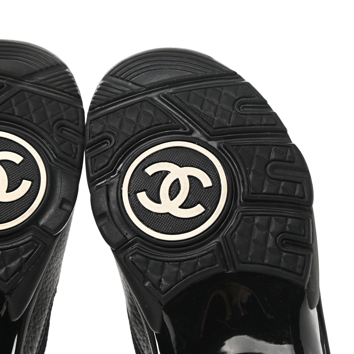 Chanel Mesh Suede Grained Calfskin Womens CC Sneakers 37 Black White 6 of 9