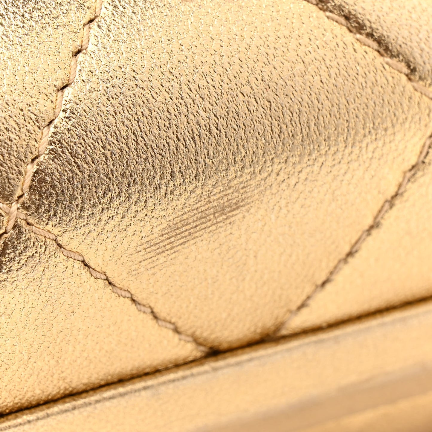 Metallic Lambskin Quilted CC Kiss Lock Evening Clutch Gold