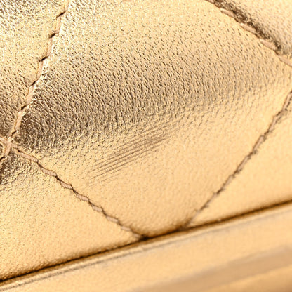 Chanel Metallic Lambskin Quilted CC Kiss Lock Evening Clutch Gold 13 of 13