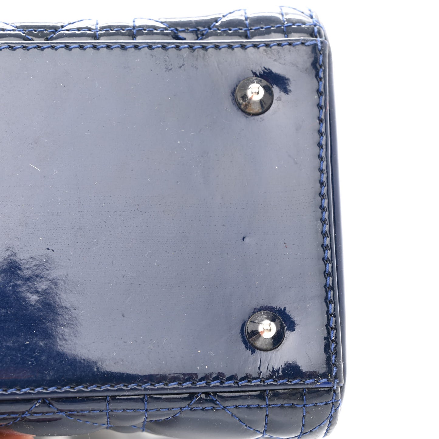 Patent Cannage Medium Lady Dior Navy Blue