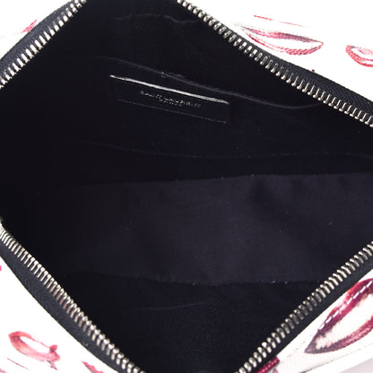 Saint Laurent Grain De Poudre Lips Print Medium Classic Monogram Camera Bag White Red 5 of 11