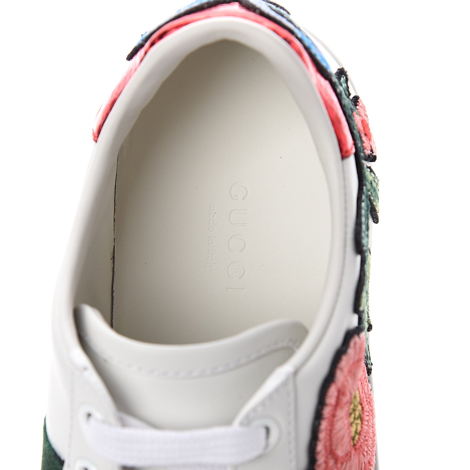 Gucci Calfskin Web Floral Embroidered Ace Sneakers 35 White 6 of 7