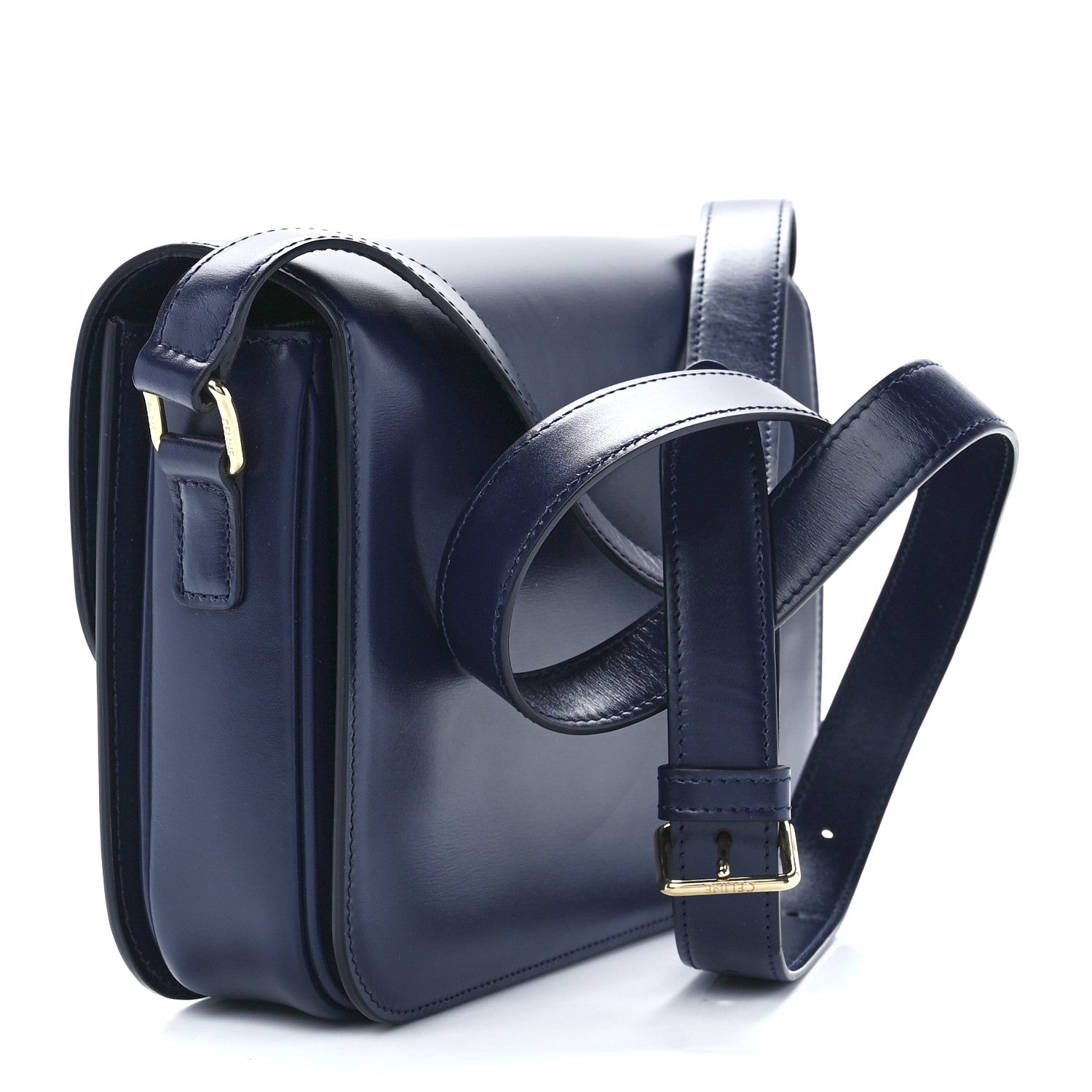 Celine Shiny Calfskin Medium Triomphe Navy Blue 3 of 12