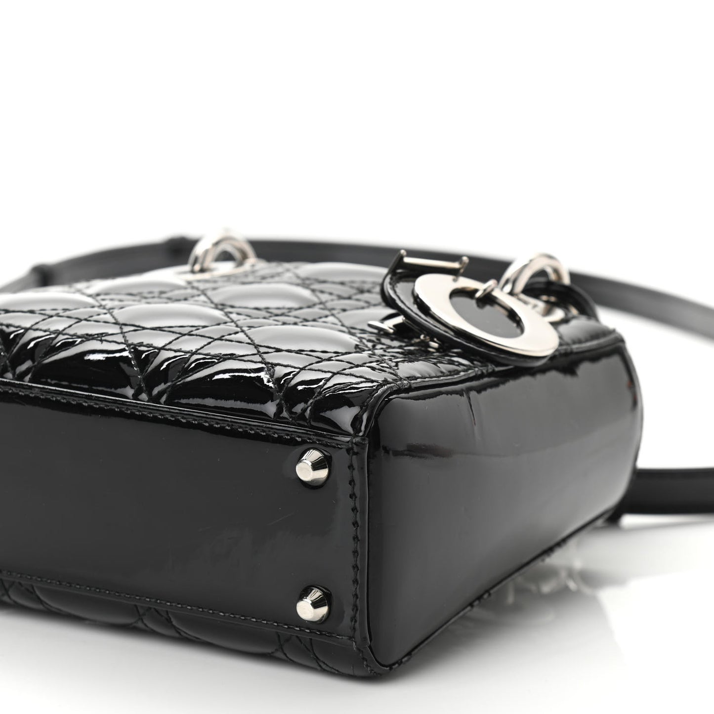 Patent Cannage Mini Lady Dior Black