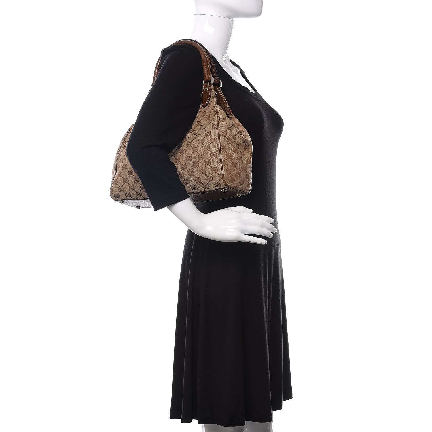 Gucci Monogram Calfskin Bardot Tote Brown 2 of 16