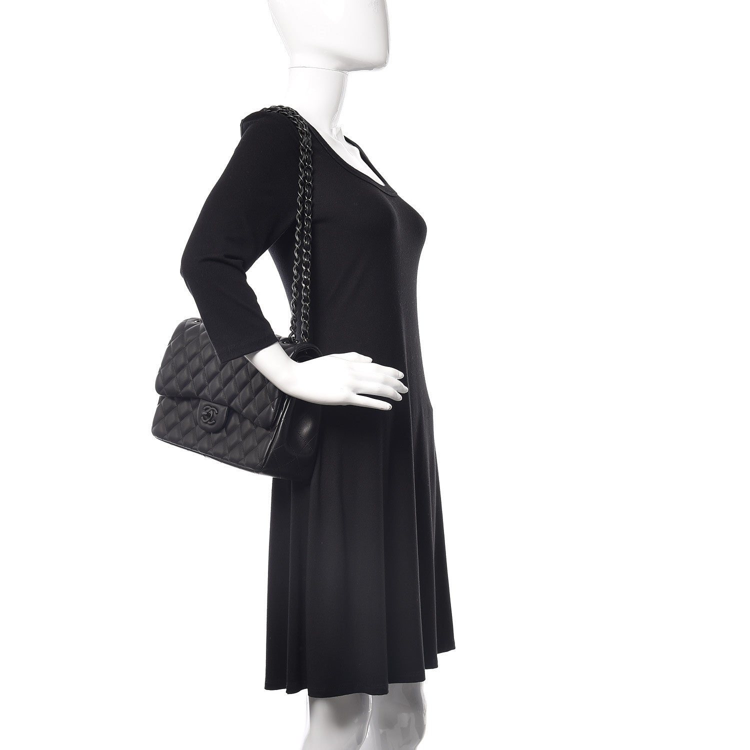 Chanel Lambskin Quilted Jumbo Double Flap So Black 2 of 25