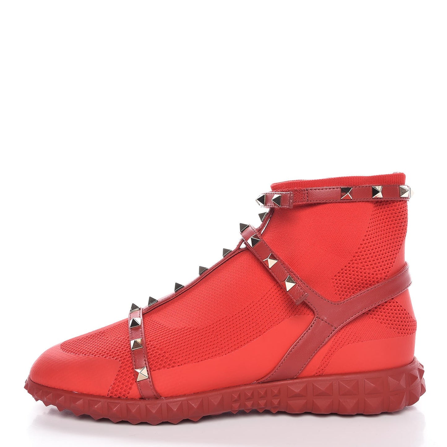 Body Tech Knit Rockstud Sock High Top Sneakers 40 Rosso