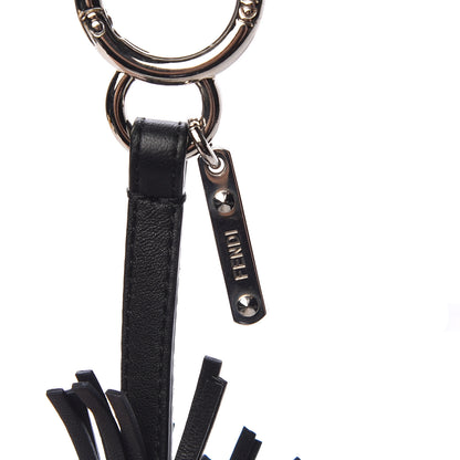 Fendi Lambskin Fox Fur Super Karlito Pom Pom Bag Charm Black White 4 of 5
