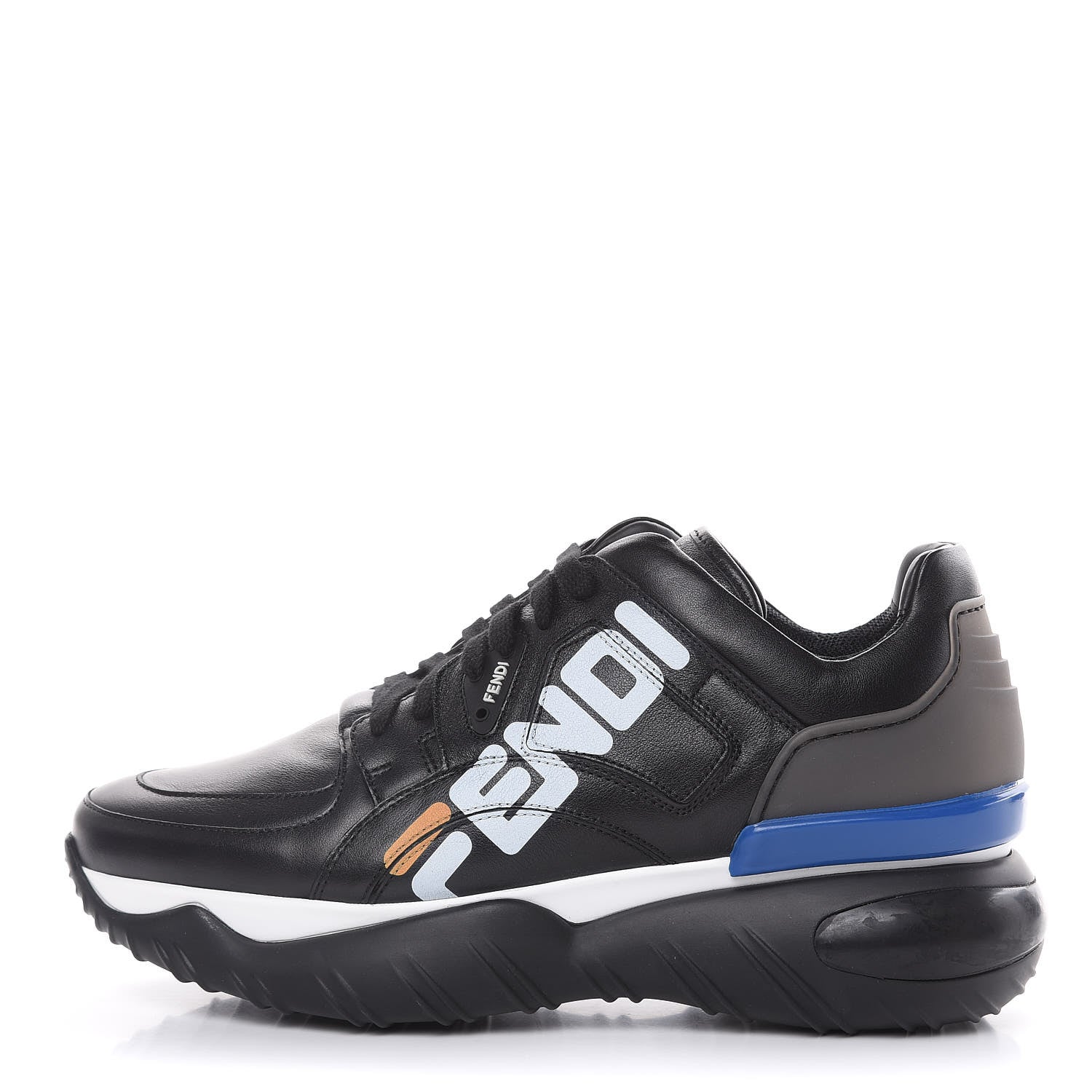 Fendi X FILA Vitello Mania Painted Mens Chunky Sneakers 8 Black Zucca White Ice 1 of 8