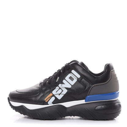 Fendi X FILA Vitello Mania Painted Mens Chunky Sneakers 8 Black Zucca White Ice 1 of 8