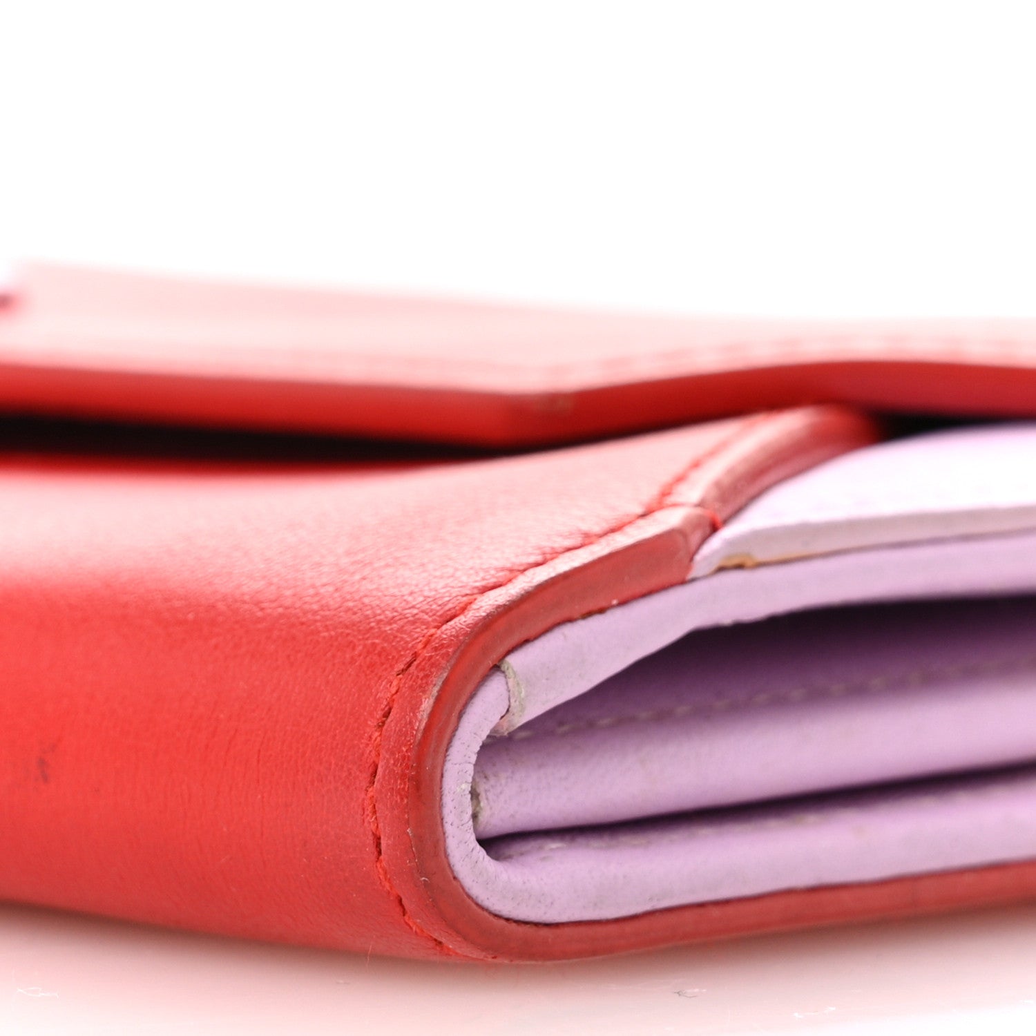 Christian Dior Calfskin Bi-Color Envelope Chain Wallet Red Purple 11 of 18