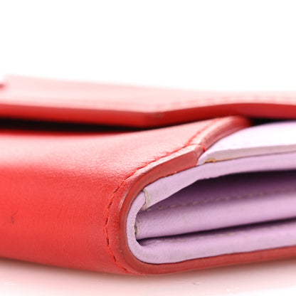 Christian Dior Calfskin Bi-Color Envelope Chain Wallet Red Purple 11 of 18