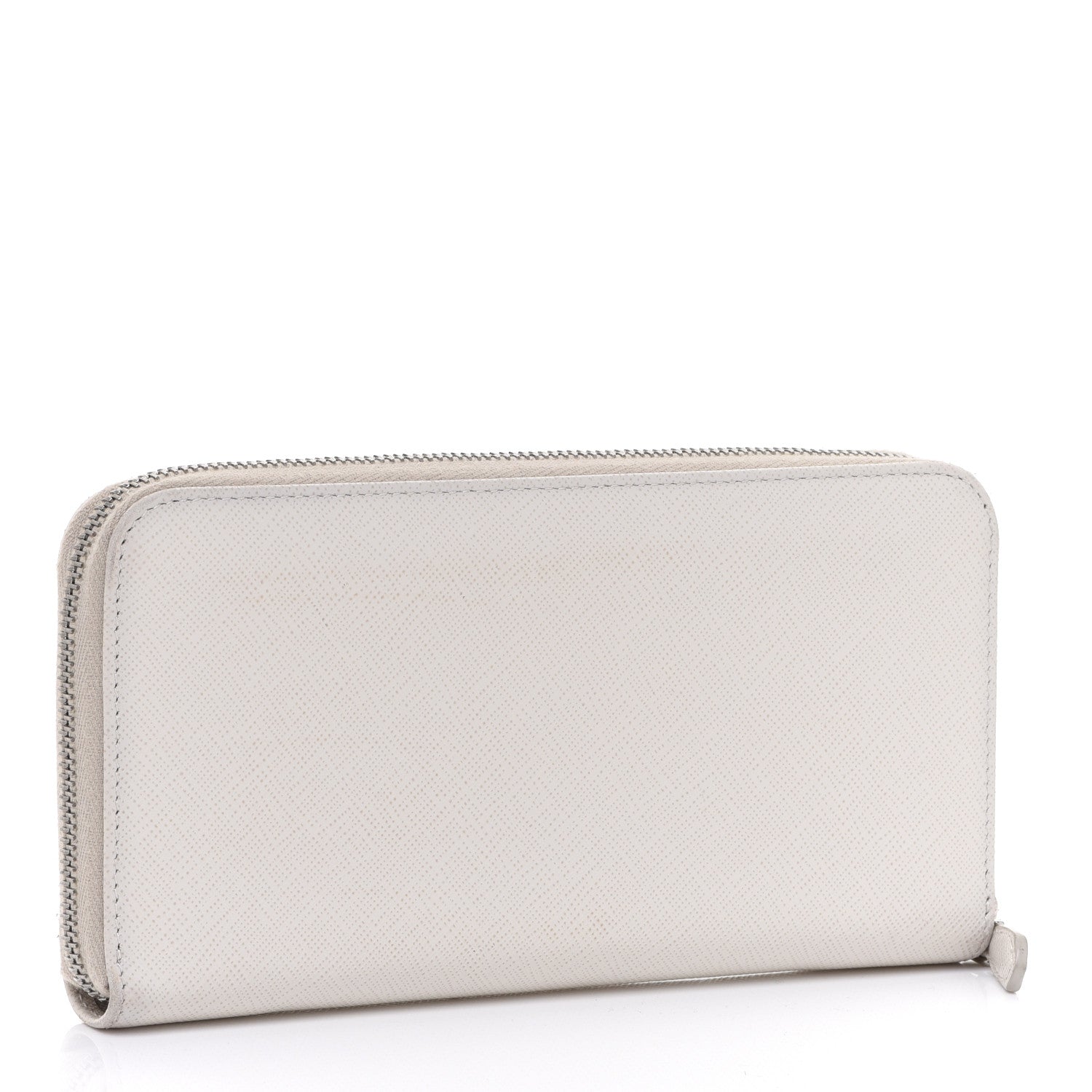Prada Saffiano Metal Zip Around Wallet White 3 of 8